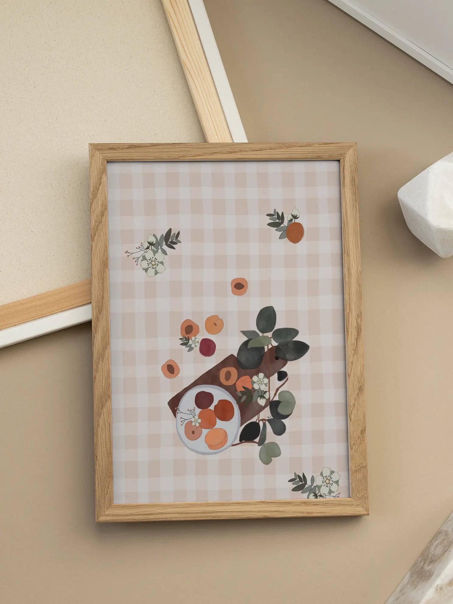 Fruit Bowl Pattern Checkered Poster