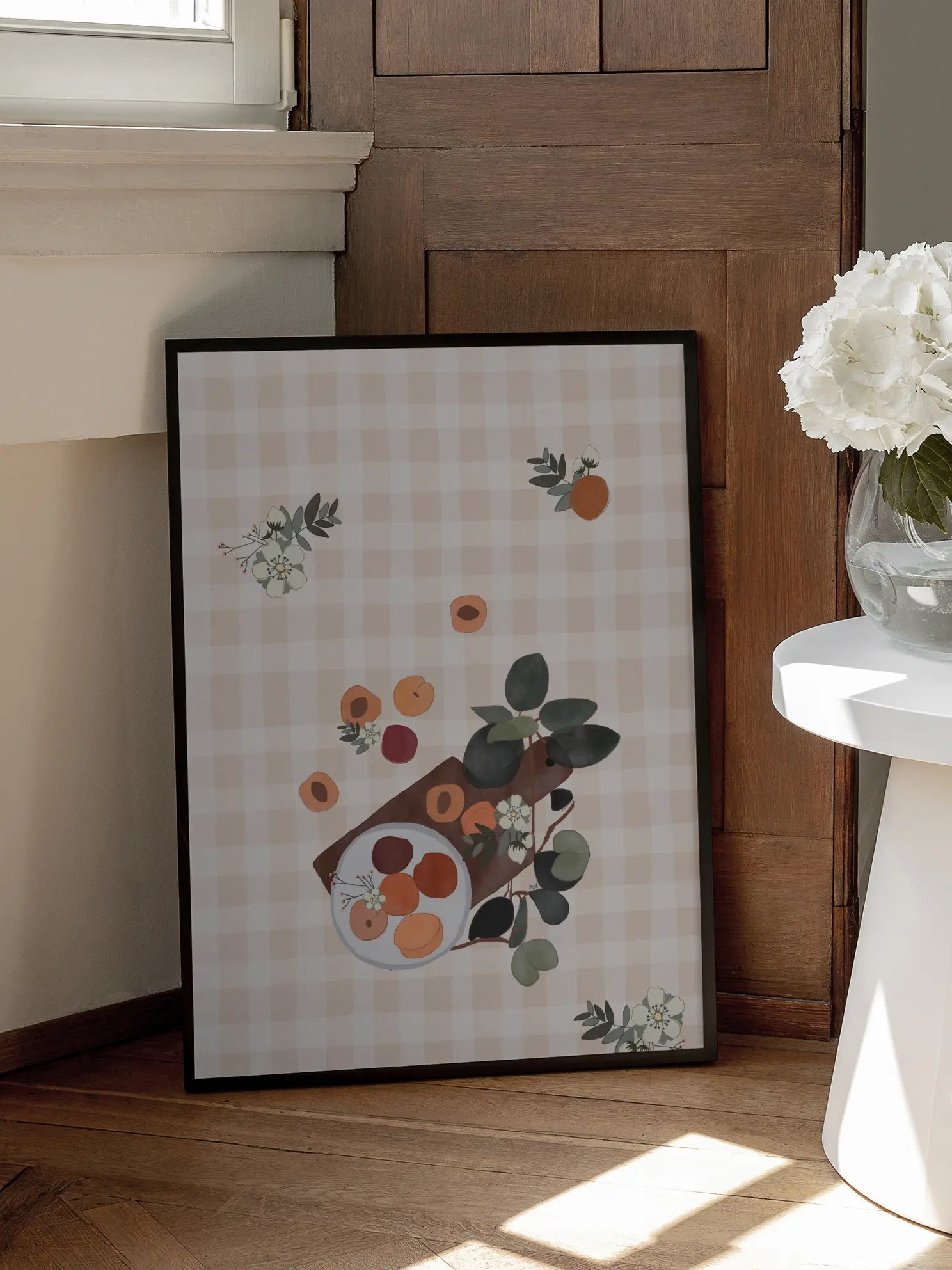 Fruit Bowl Pattern Checkered Poster