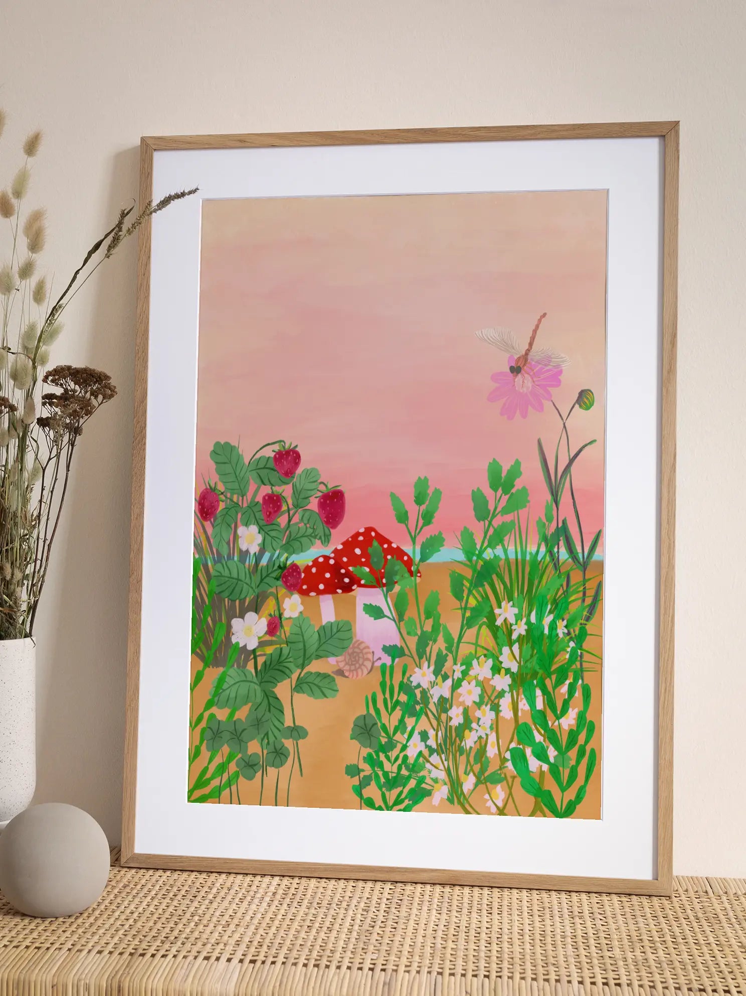 Garden Flowers Butterfly Poster
