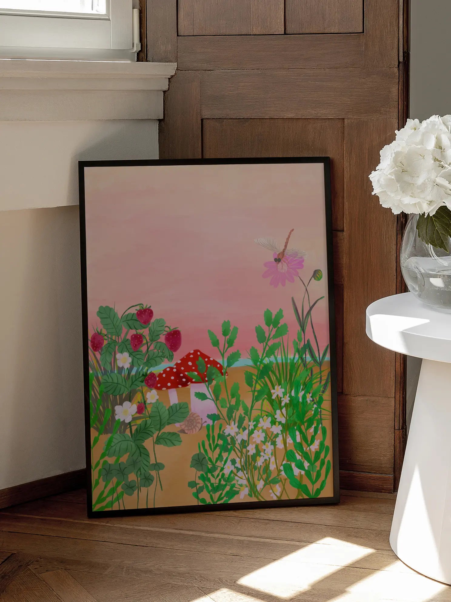 Garden Flowers Butterfly Poster
