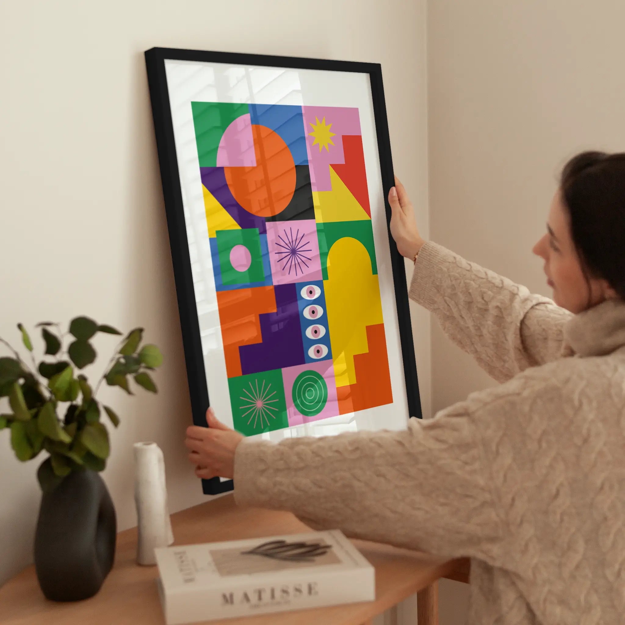 Geometric Eyes wird aufgehängt