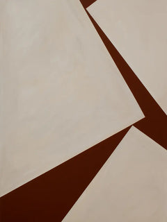 Grafisches Poster mit geometrischen Formen in Braun und Beige.