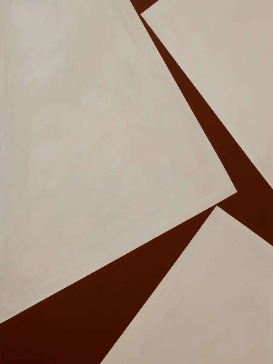 Grafisches Poster mit geometrischen Formen in Braun und Beige.