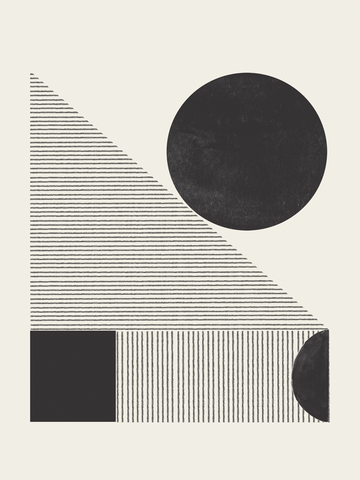 Grafische Illustration mit geometrischen Formen und Linien in Schwarz auf hellbeigem Hintergrund.