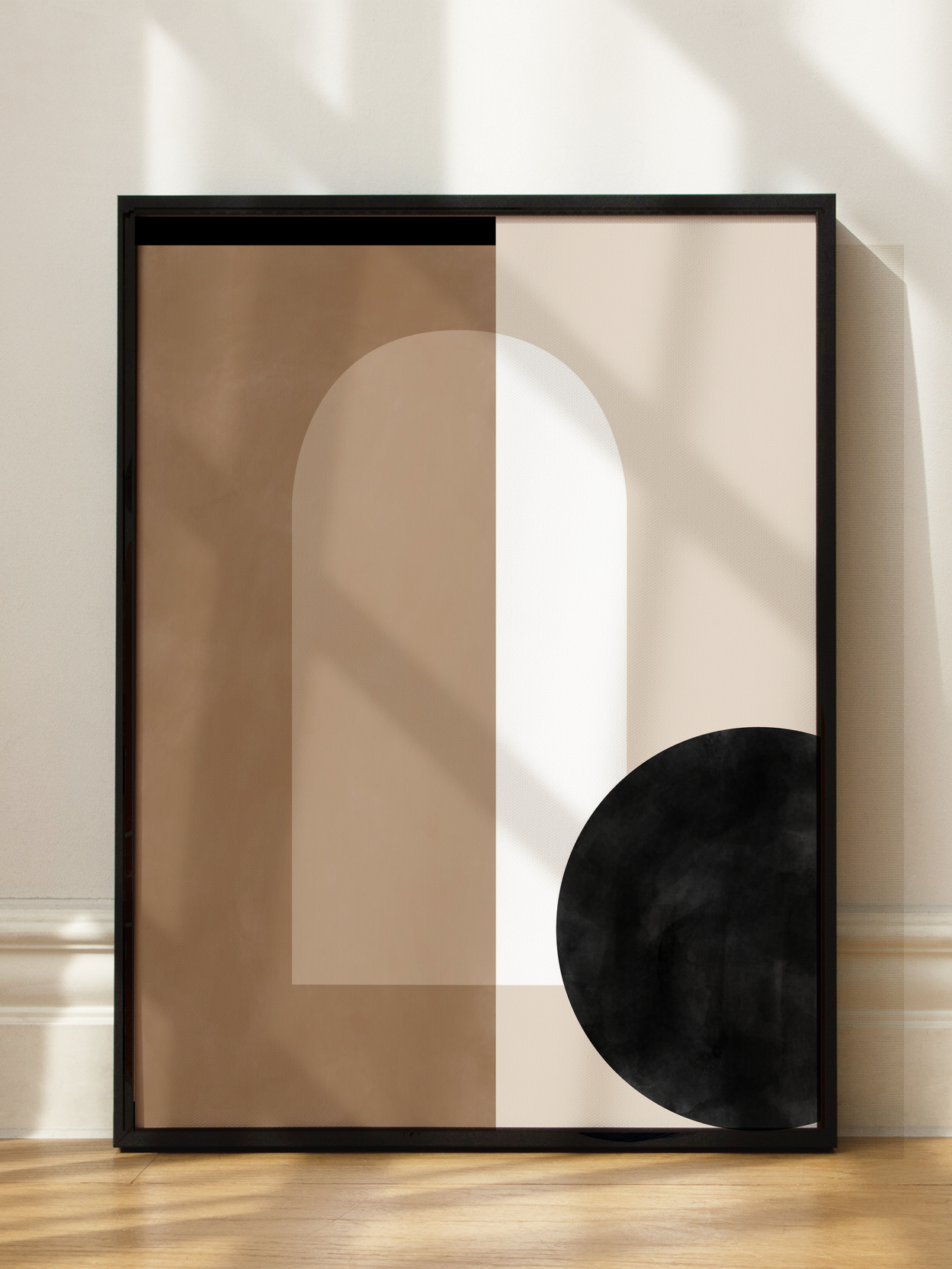 Geometric Shapes in Earthy Tones with a Black Circle