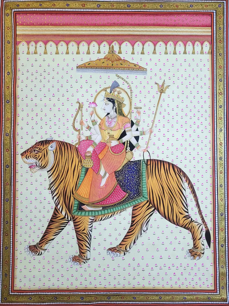 Goddess Durga with Tiger Poster