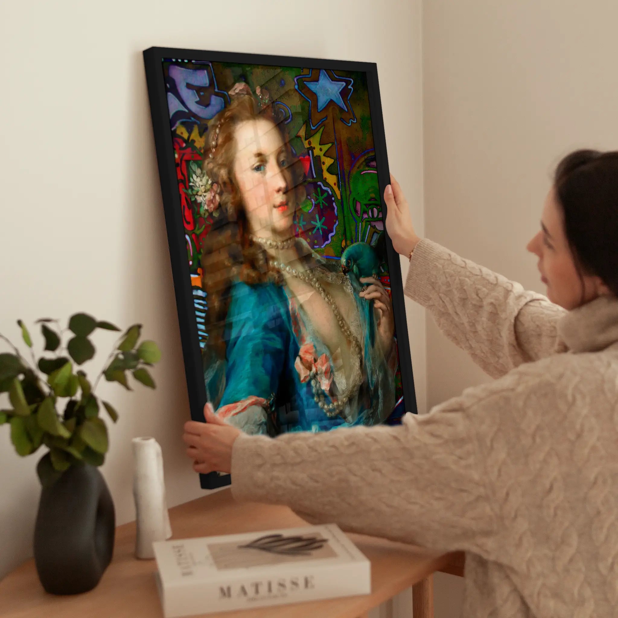 Graffiti Parrot wird aufgehängt