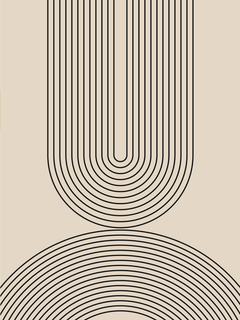 Grafik mit schwarzen Linien, die Bögen auf beigem Hintergrund bilden.