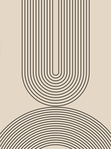 Grafik mit schwarzen Linien, die Bögen auf beigem Hintergrund bilden.
