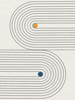 Grafische Illustration mit zwei Kreisen in Blau und Orange auf hellem Hintergrund.