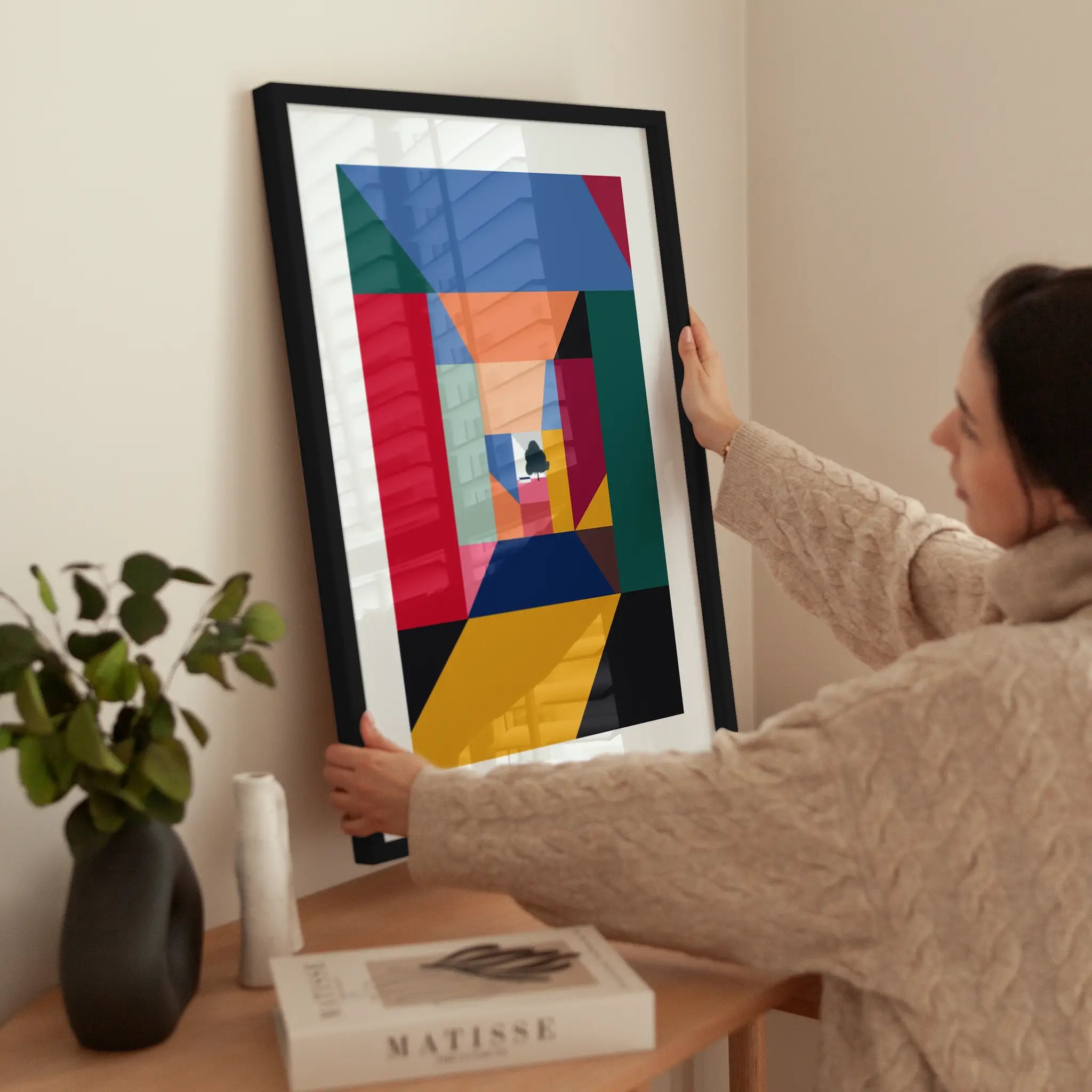 Graphic Colorful House wird aufgehängt