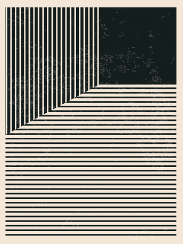 Grafische Illustration mit schwarzen und beigen Linien, die einen Winkel bilden, vor einem gesprenkelten beigen Hintergrund.