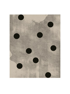 Grafische Illustration mit schwarzen Punkten auf grauem Hintergrund.