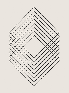 Grafische Illustration mit einem geometrischen Muster in Schwarz auf beigem Hintergrund.