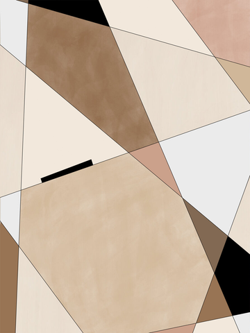 Grafische Illustration mit abstraktem Muster in Beige, Braun und Schwarz.