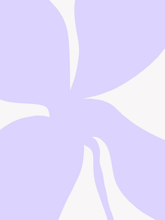 Grafische Illustration einer Blume in Hellviolett auf grauem Hintergrund.