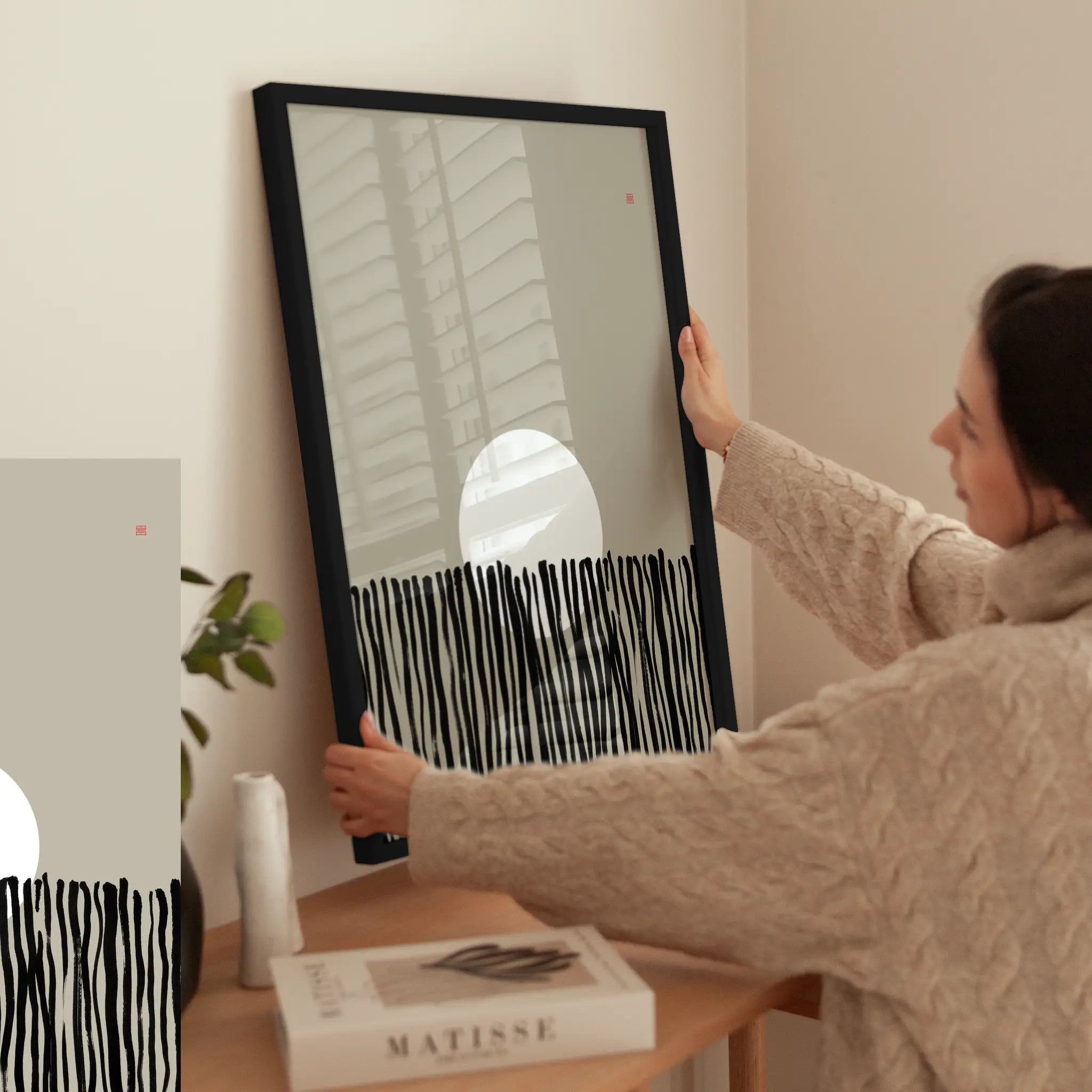 Graphic Sunset wird aufgehängt