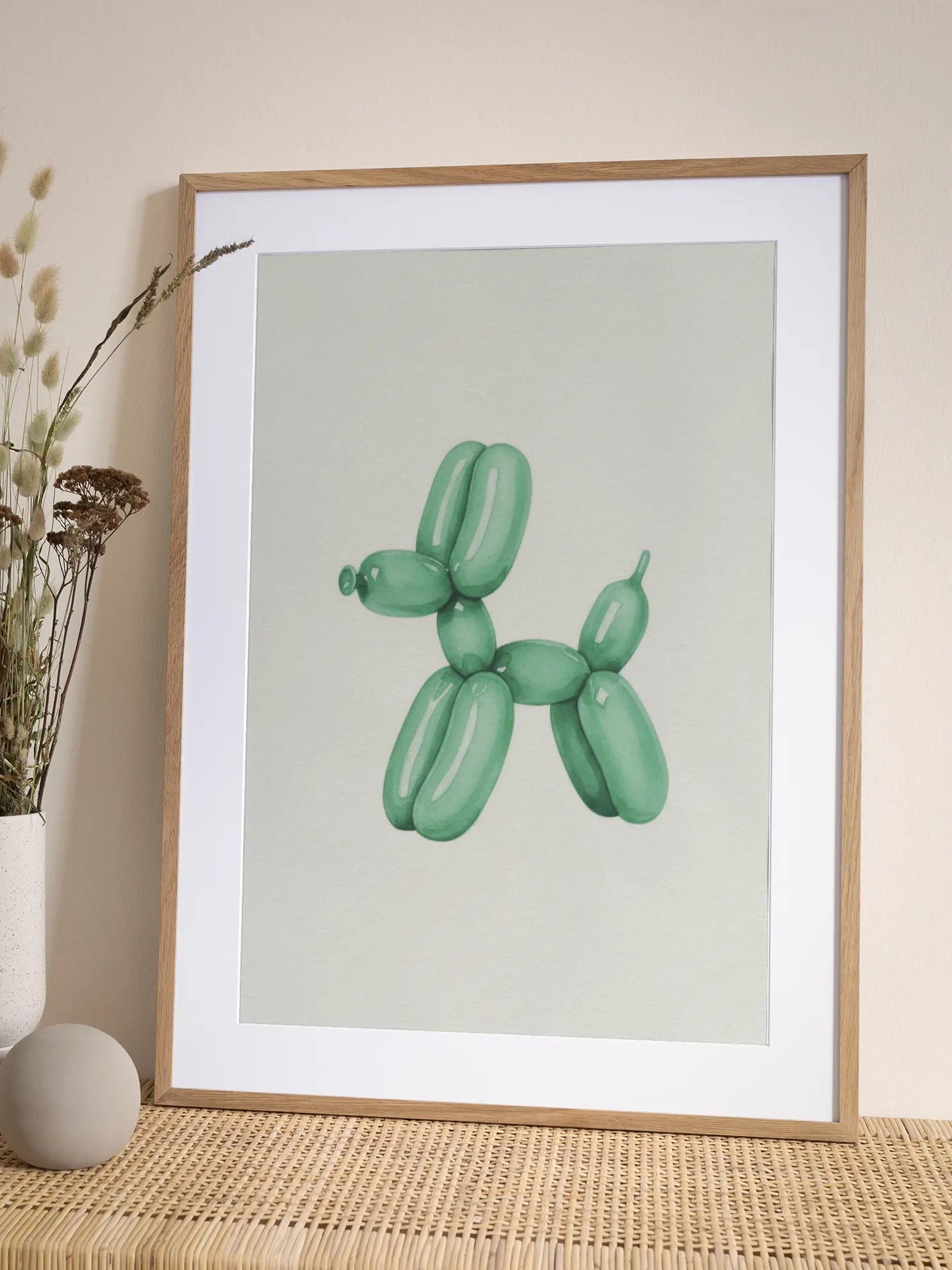 Green Balloon Dog Poster