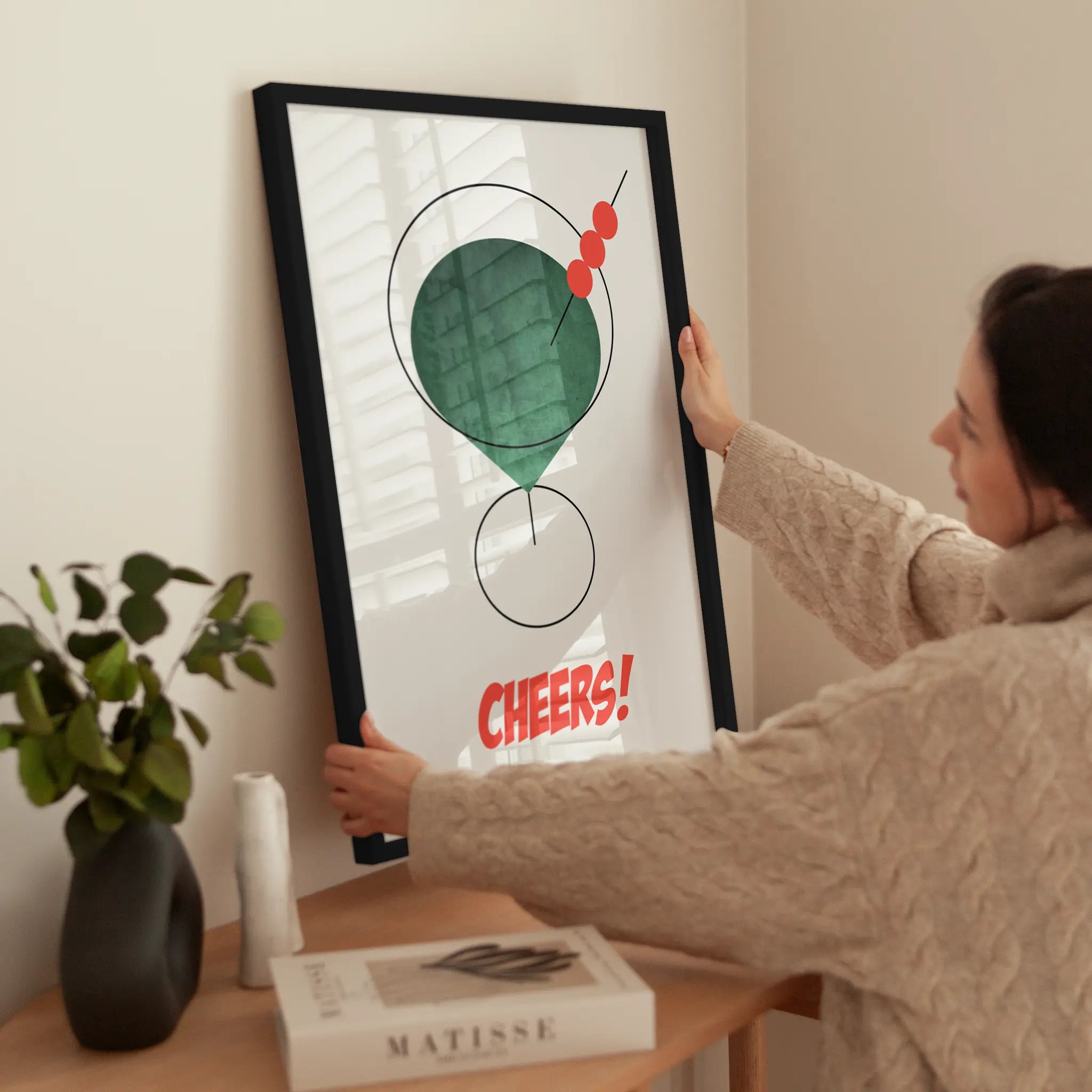 Green Cheers wird aufgehängt