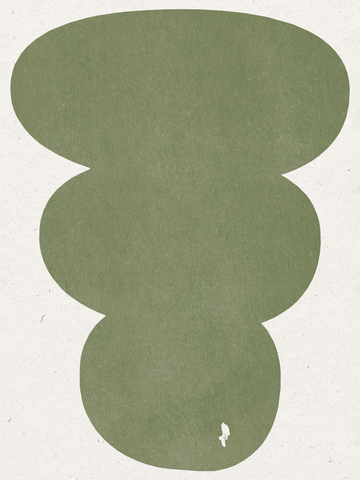 Grafische Illustration mit einer großen, grünen Vase vor einem beigen Hintergrund.