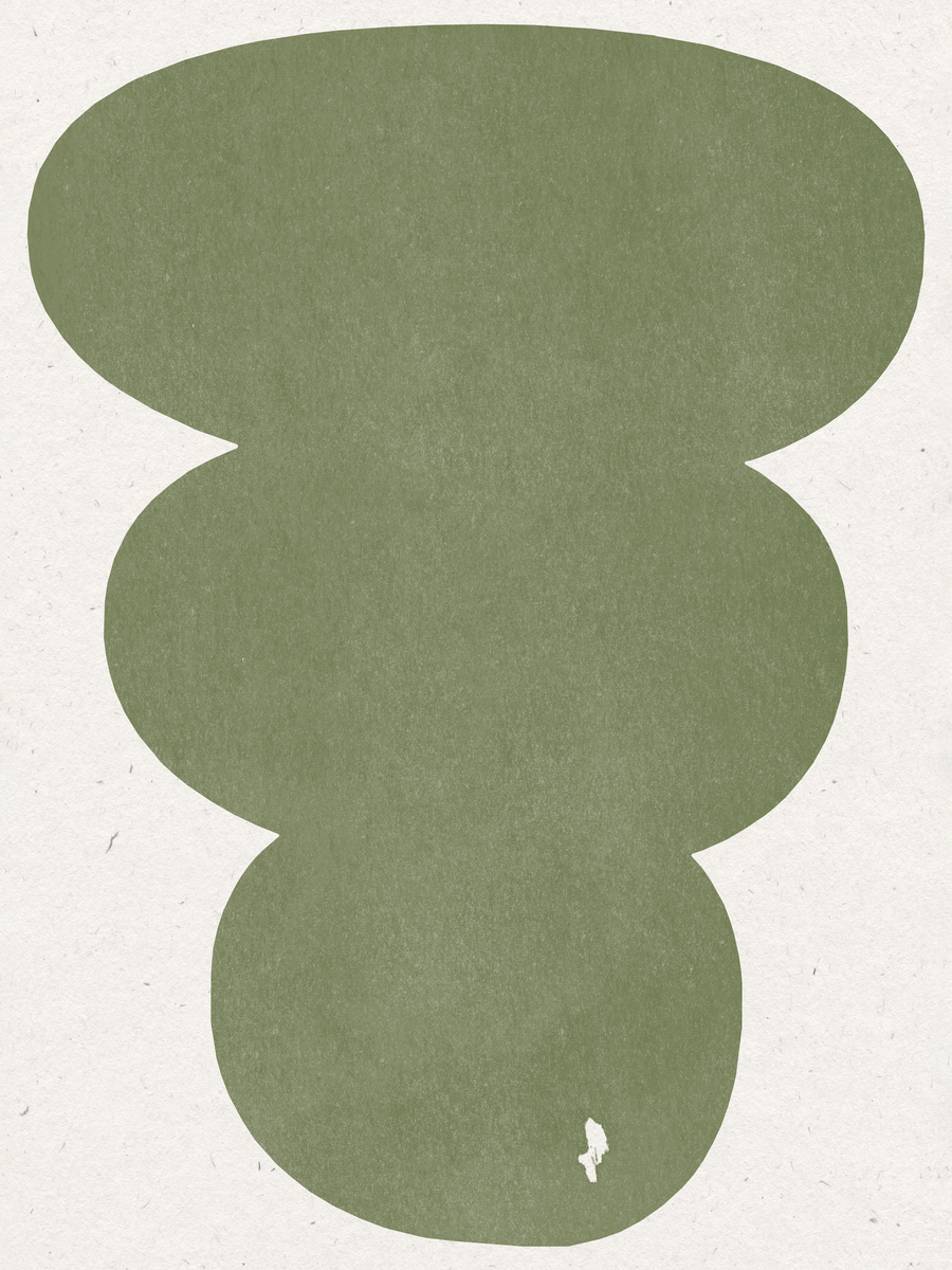 Grafische Illustration mit einer großen, grünen Vase vor einem beigen Hintergrund.