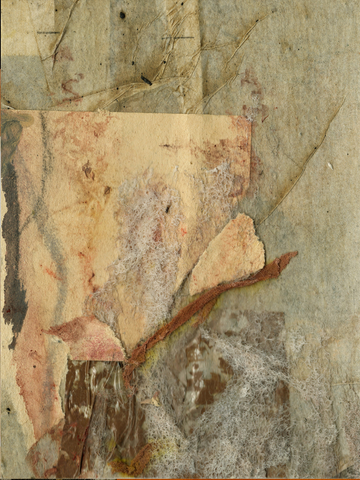 Collage aus handgeschöpftem Papier in verschiedenen Farben und Texturen.