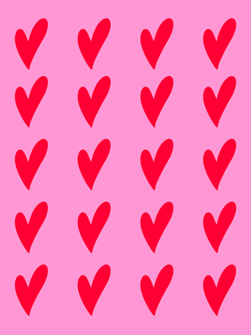 Rote Herzen auf rosa Hintergrund.