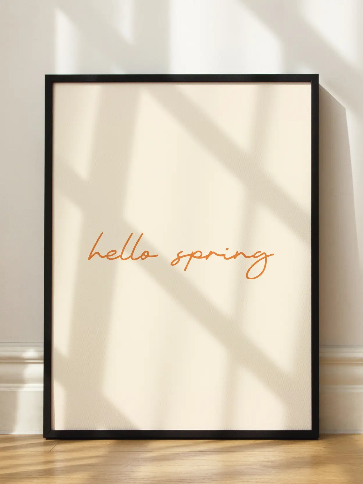 Hello Spring Text In Orange Poster