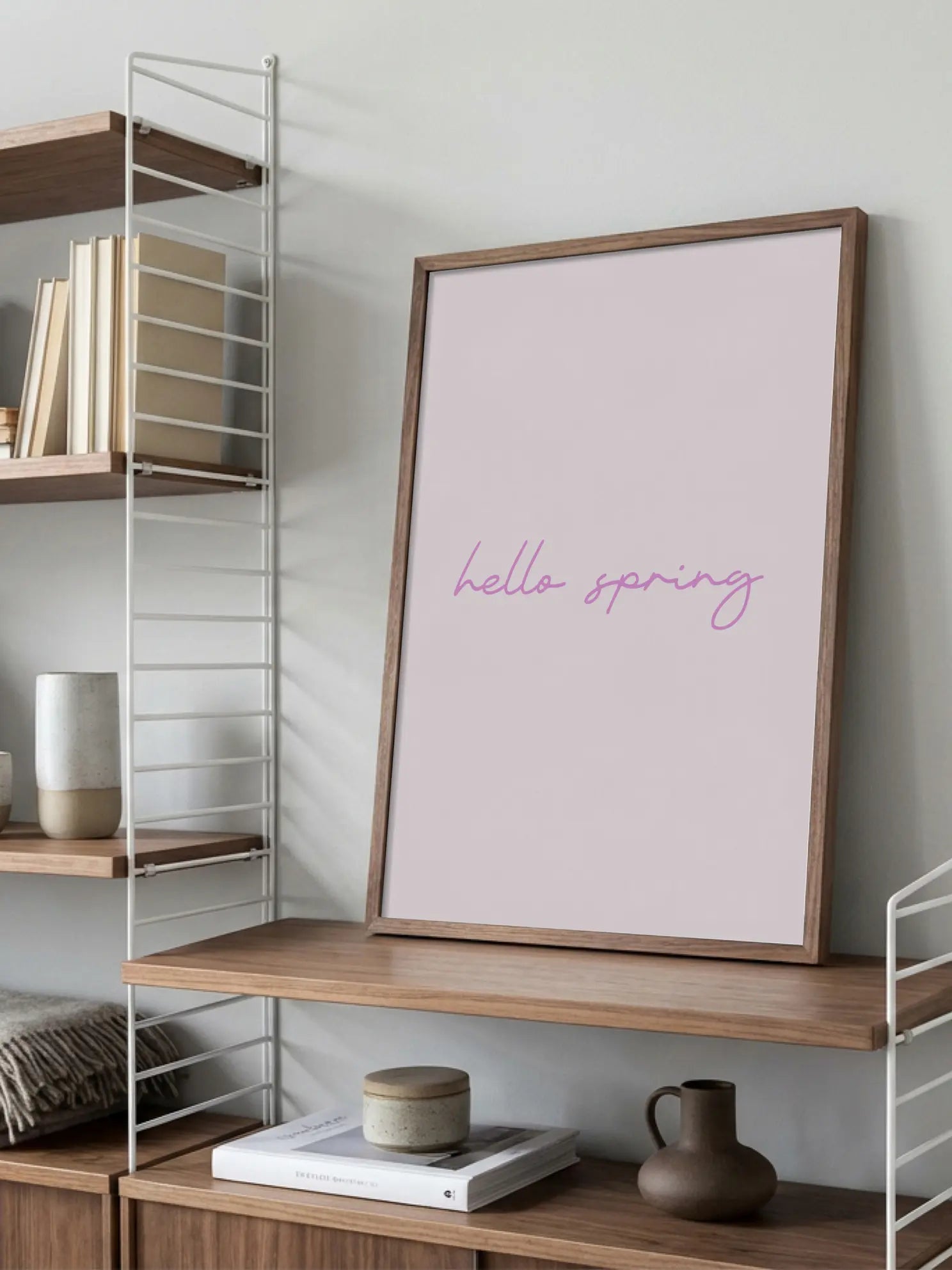 Hello Spring Text In Pink Poster