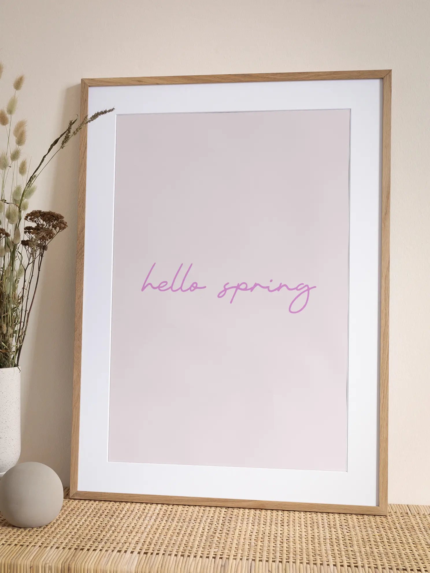 Hello Spring Text In Pink Poster