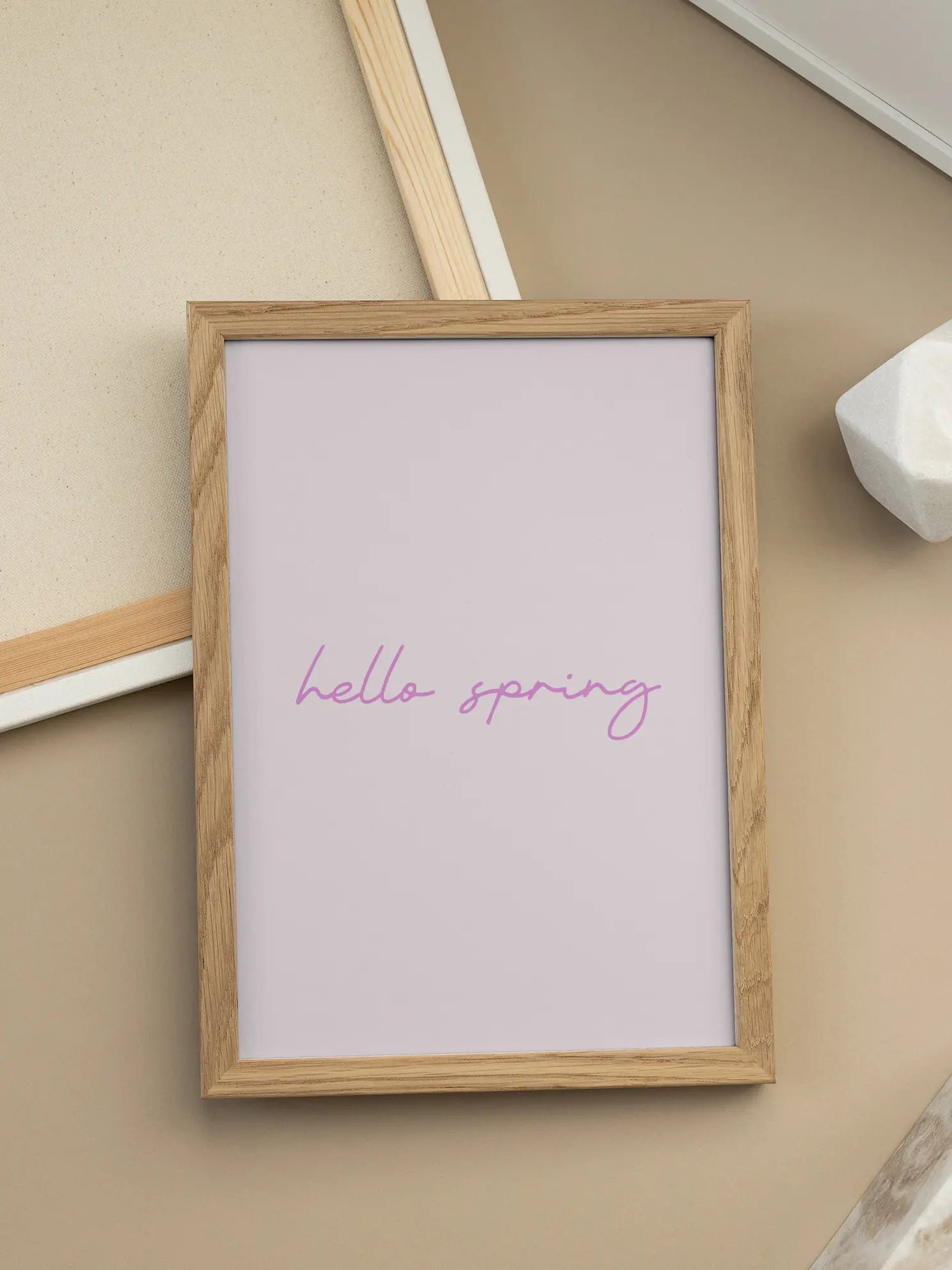 Hello Spring Text In Pink Poster