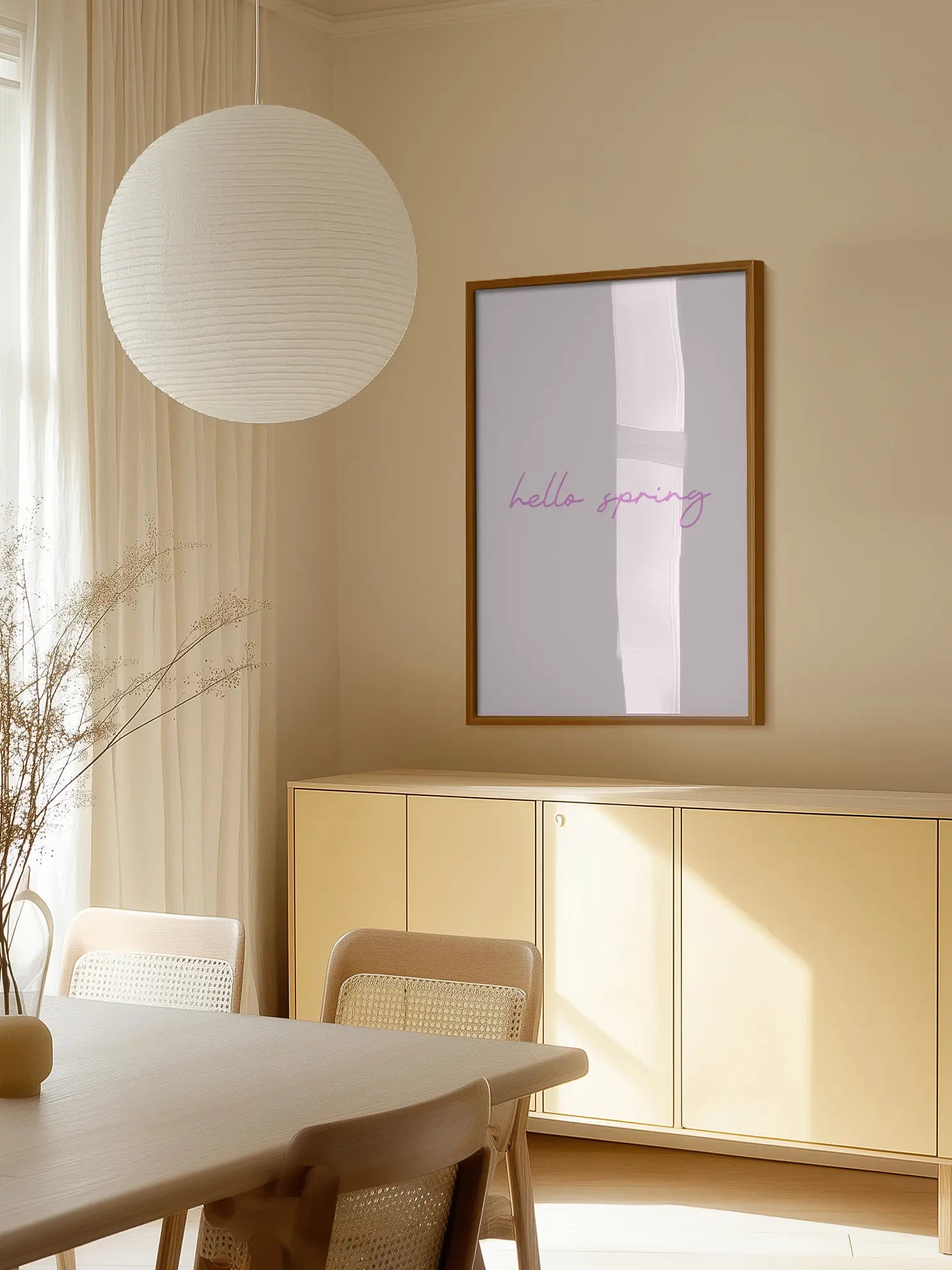 Hello Spring Text In Pink Poster