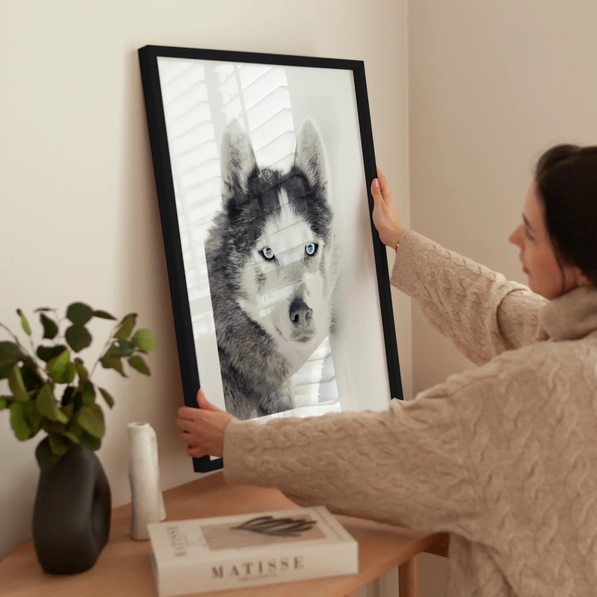 Husky wird aufgehängt