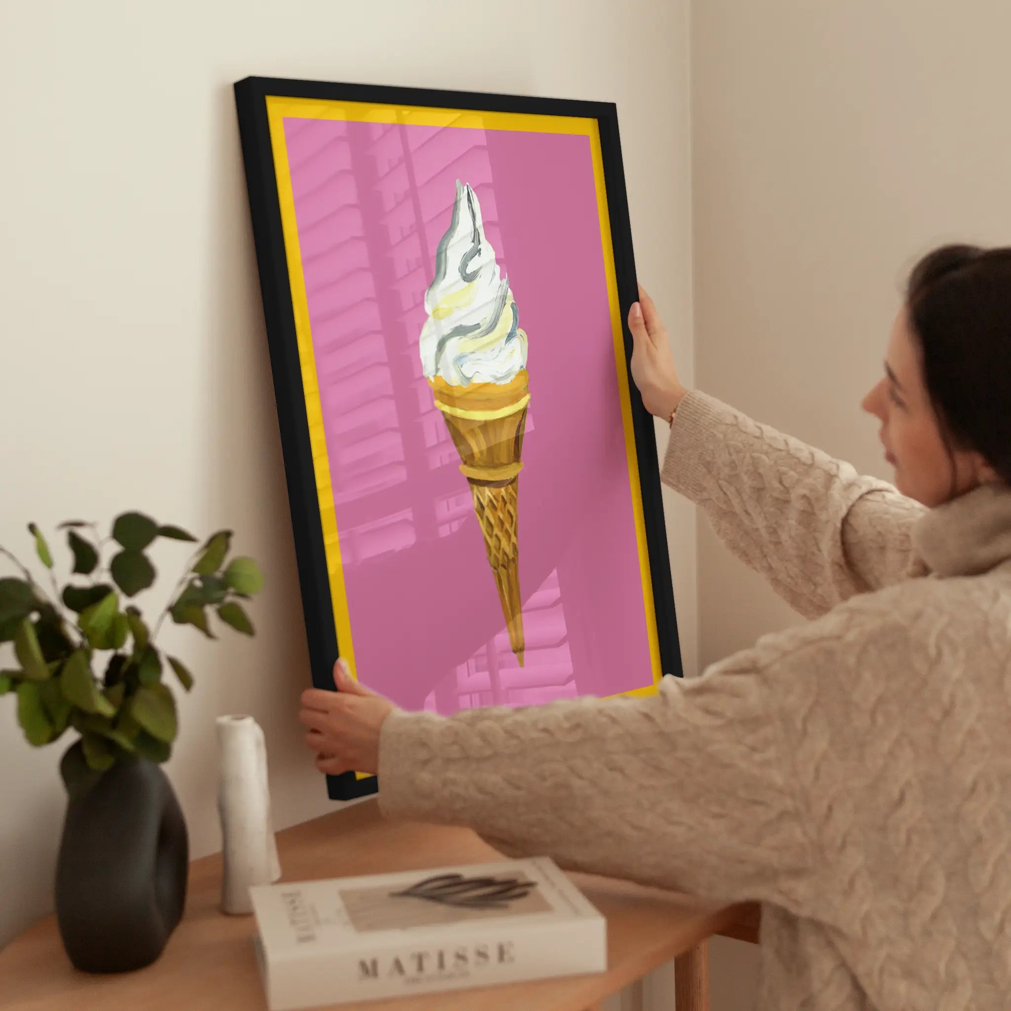 Ice Cream Cone wird aufgehängt