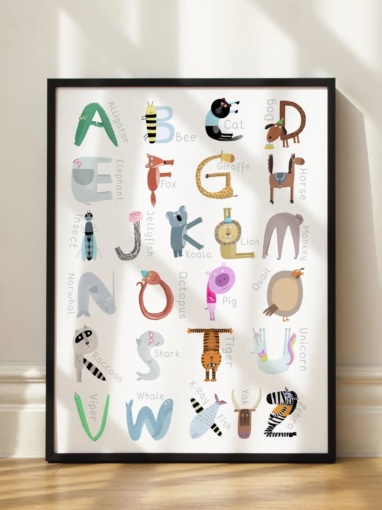 Illustrated Alphabet Characters with Name