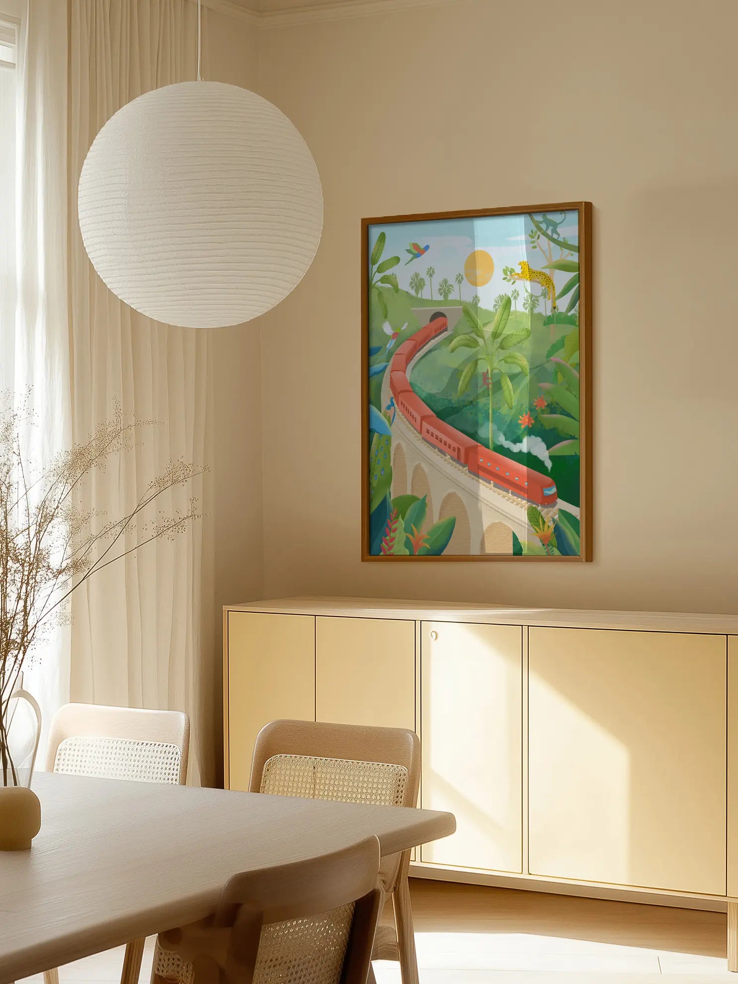 Jungle Train Illustration Poster