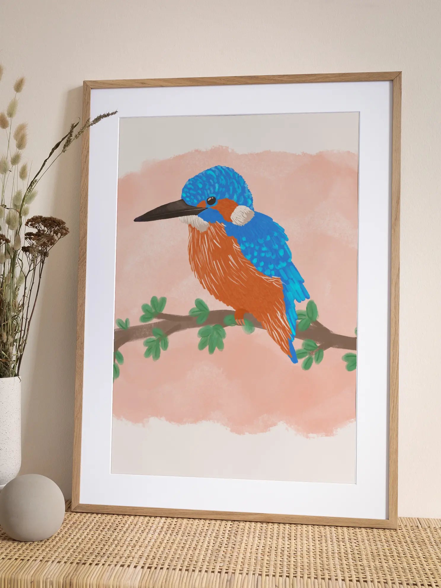 Kingfisher Bird Illustration Poster