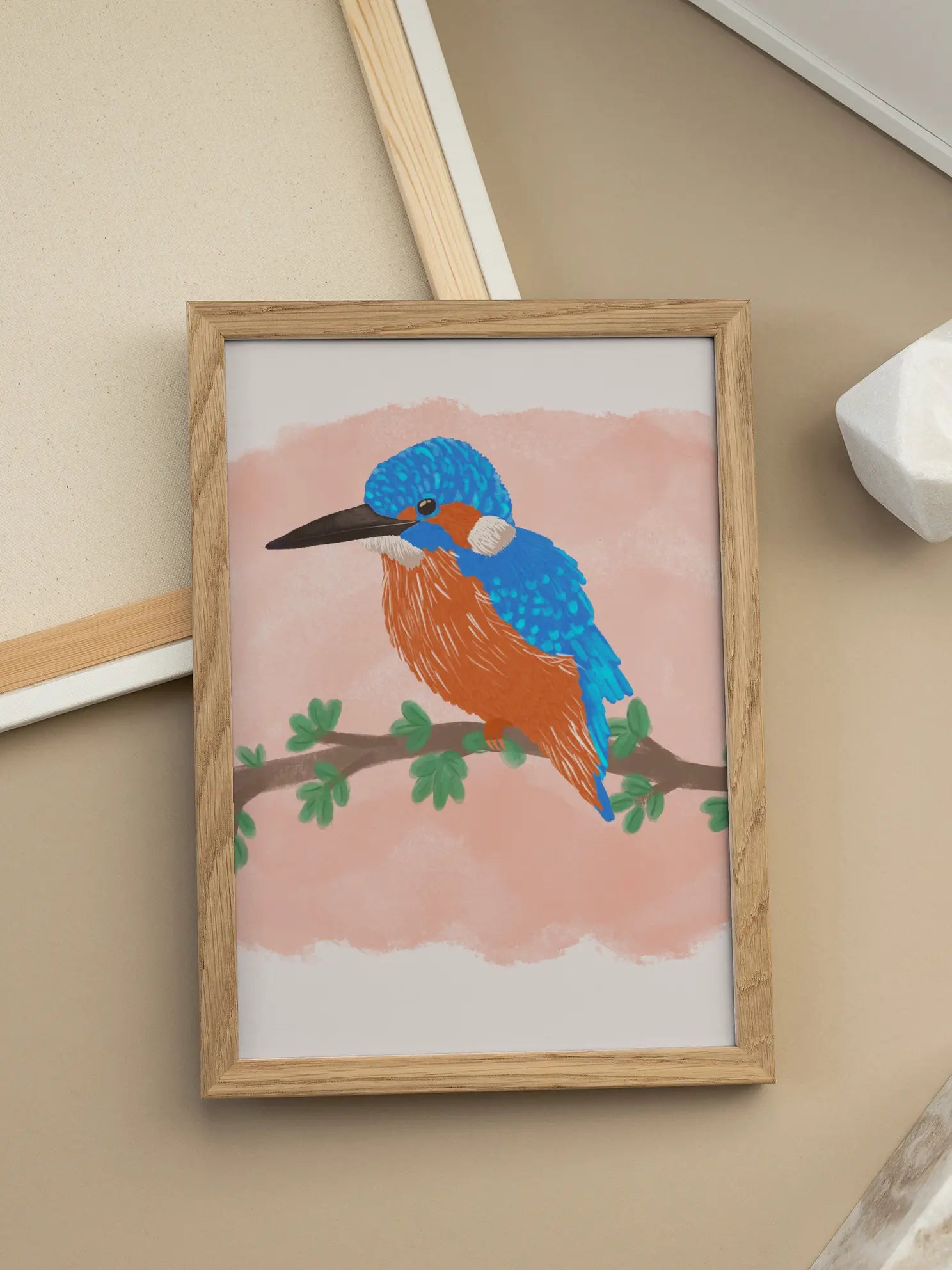 Kingfisher Bird Illustration Poster