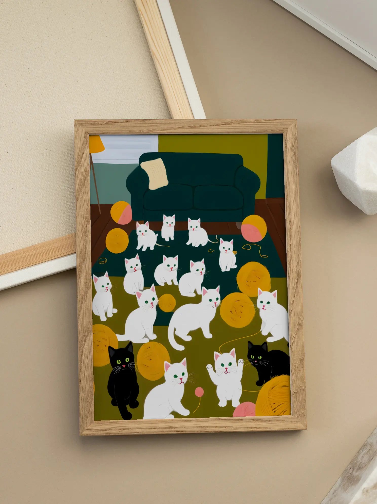 Kittens and Yarn Poster