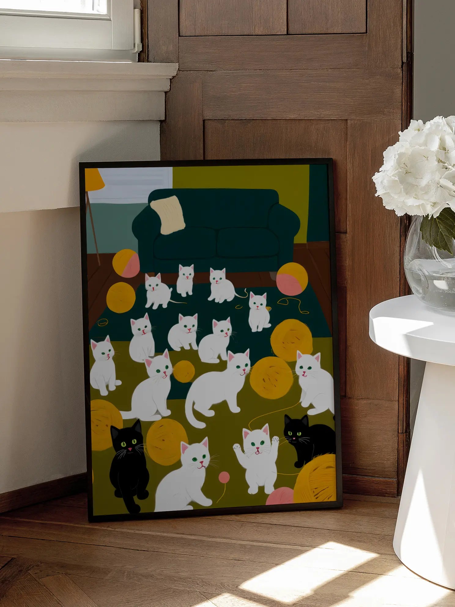 Kittens and Yarn Poster