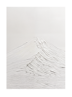 Minimalistisches Poster eines weißen Berges mit 3D-Effekt.