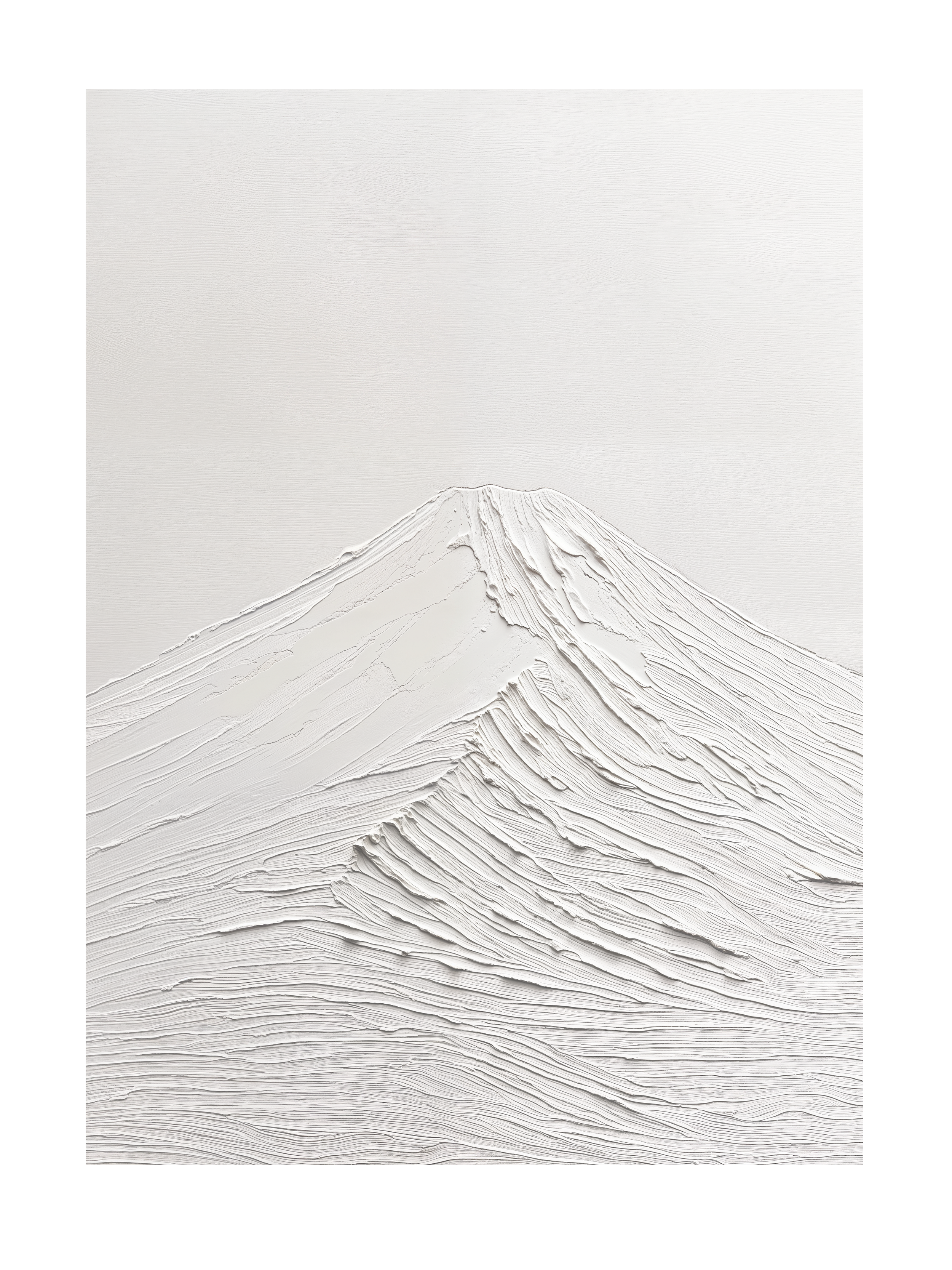 Minimalistisches Poster eines weißen Berges mit 3D-Effekt.