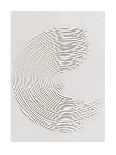 Minimalistisches Poster mit einem texturierten Halbmond in Offwhite.