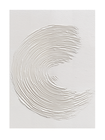 Minimalistisches Poster mit einem texturierten Halbmond in Offwhite.