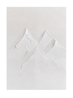 Strukturierte weiße Berglandschaft auf einem Poster.