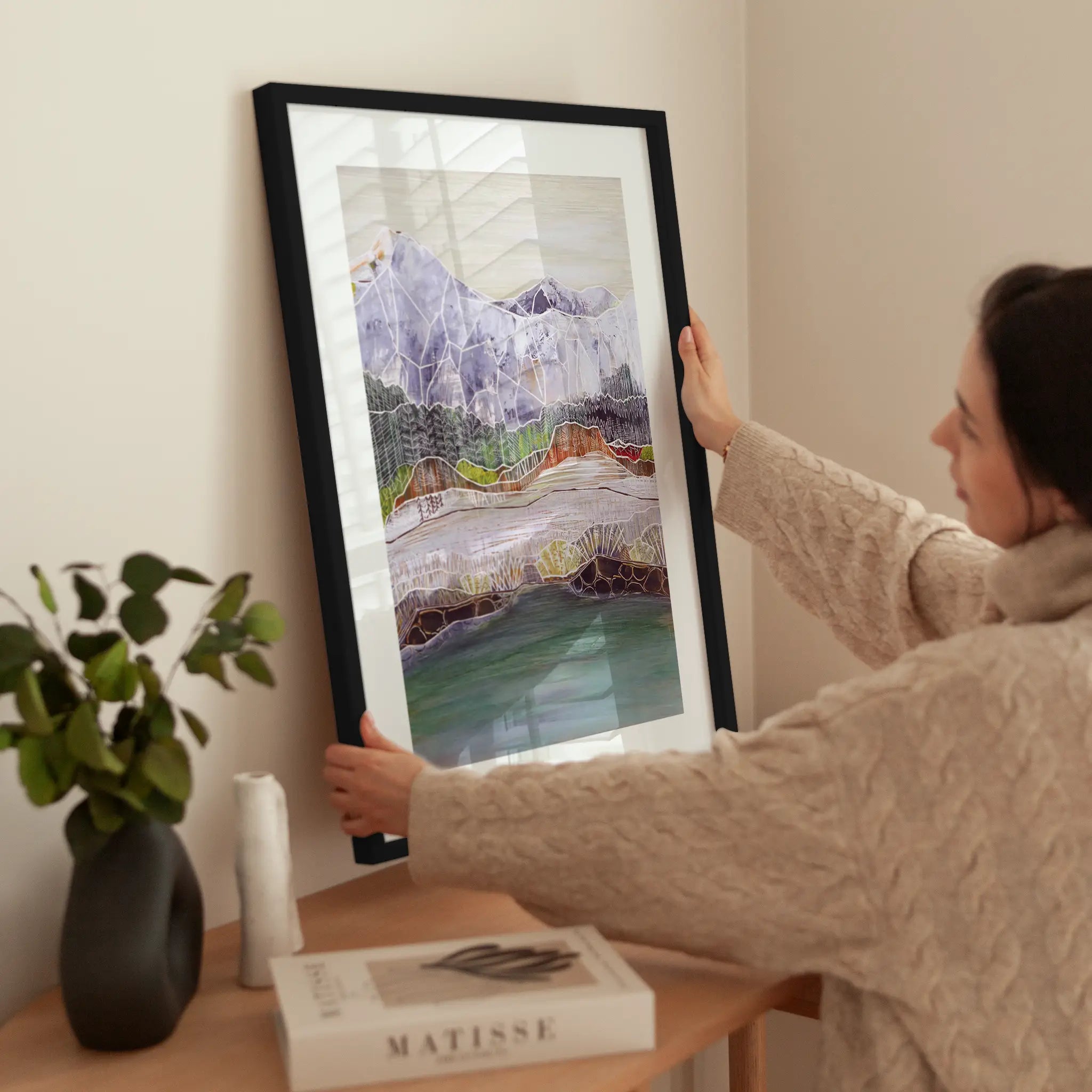 Lake and Mountains wird aufgehängt