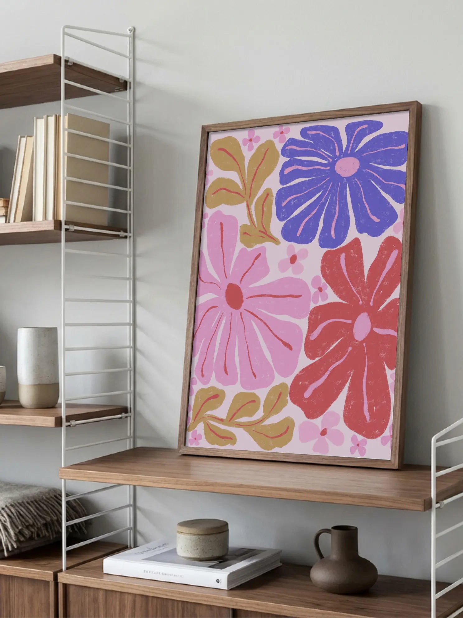 Large Retro Floral Pattern Poster