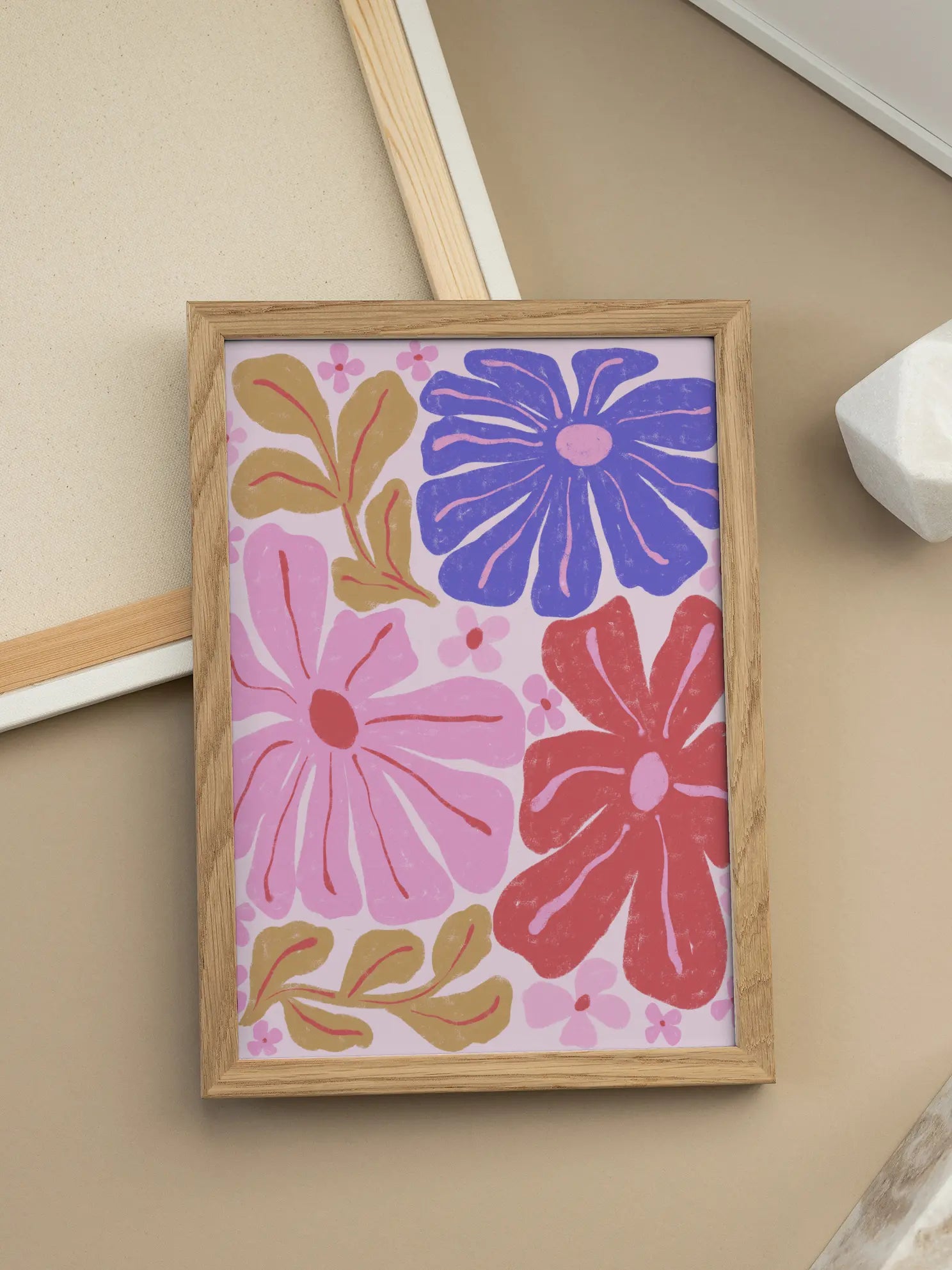 Large Retro Floral Pattern Poster