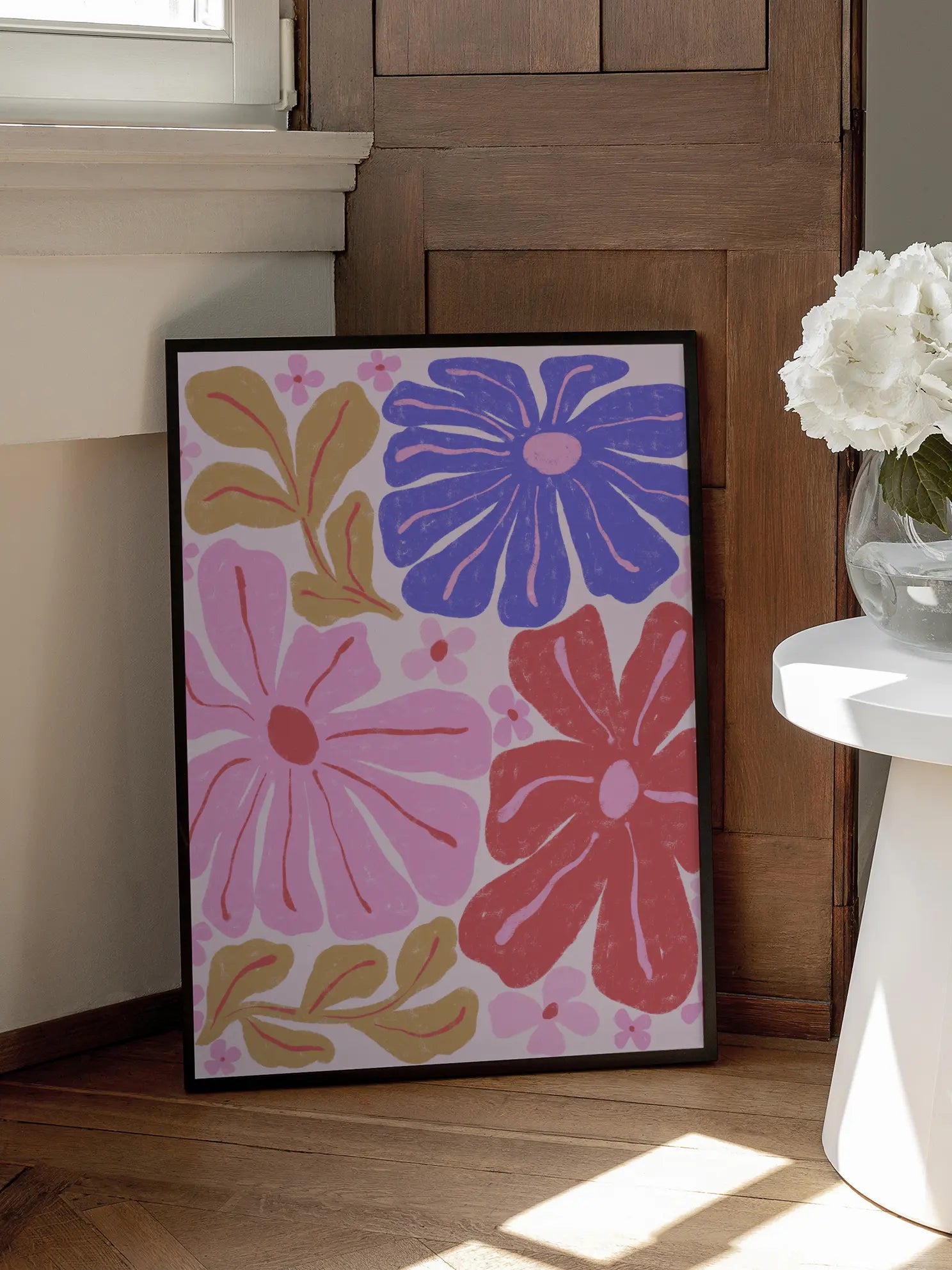 Large Retro Floral Pattern Poster