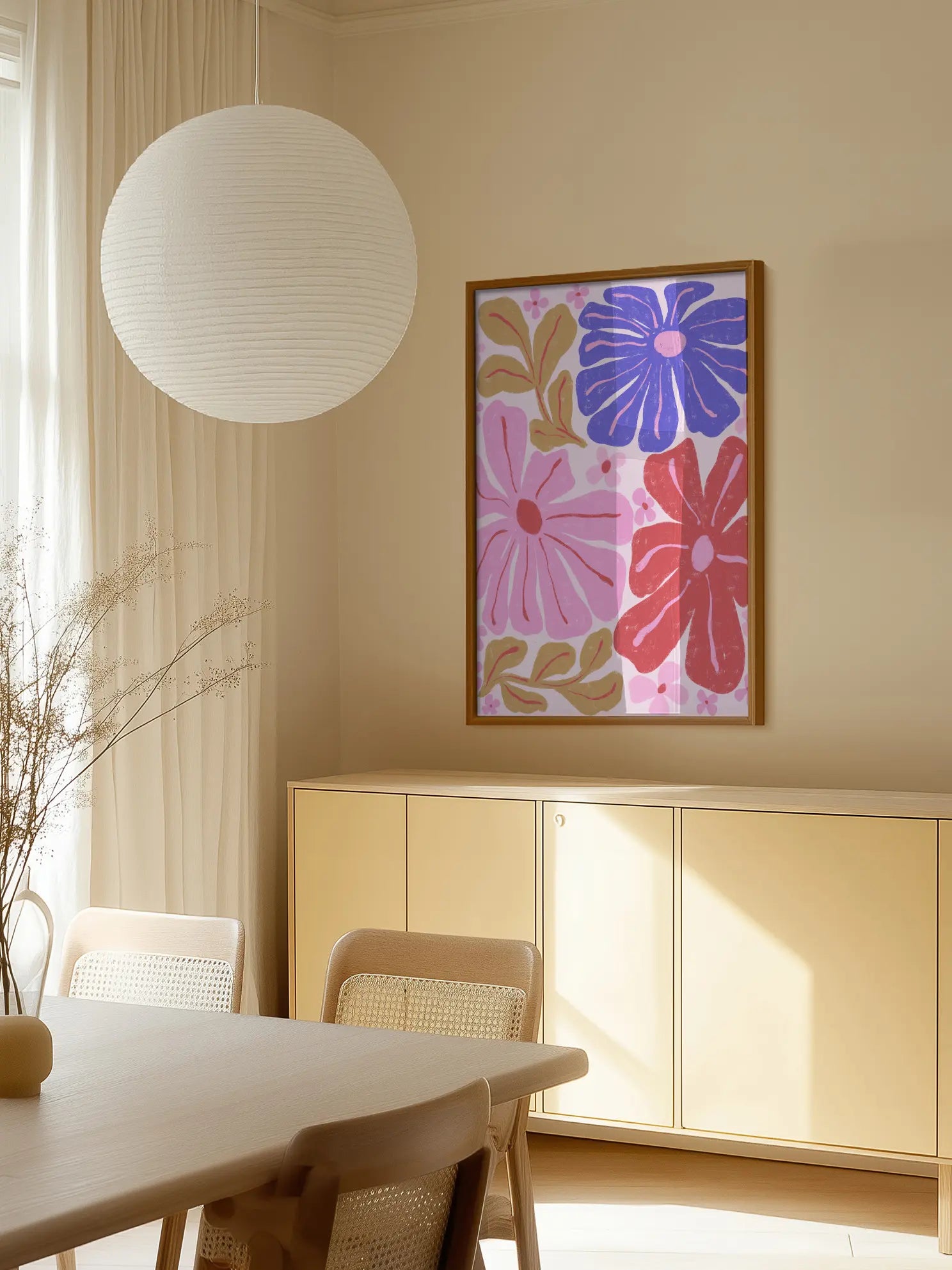 Large Retro Floral Pattern Poster
